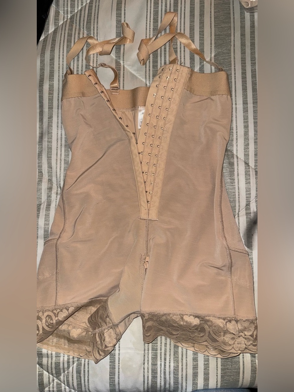 Women's Nude Shapewear Bodysuit with Lace Trim